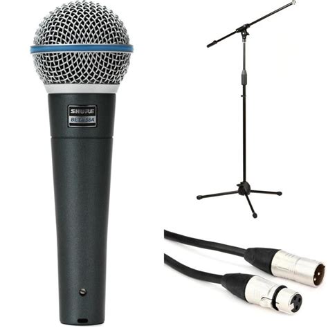 Shure Beta 58A Handheld Microphone Bundle with Stand and Cable.